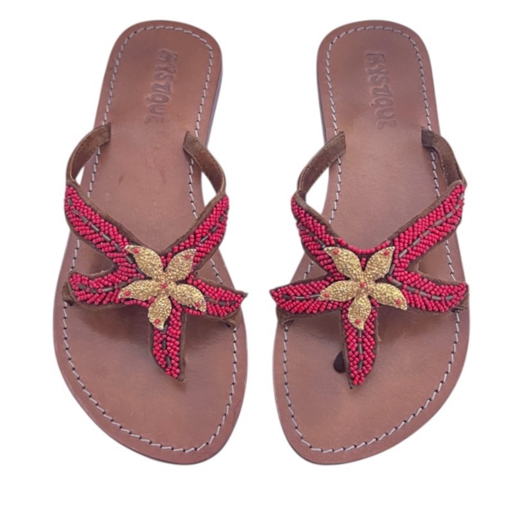 ANTHROPOLOGIE Mystique Beaded Starfish Sandals size 7 Dress Summer Vacation